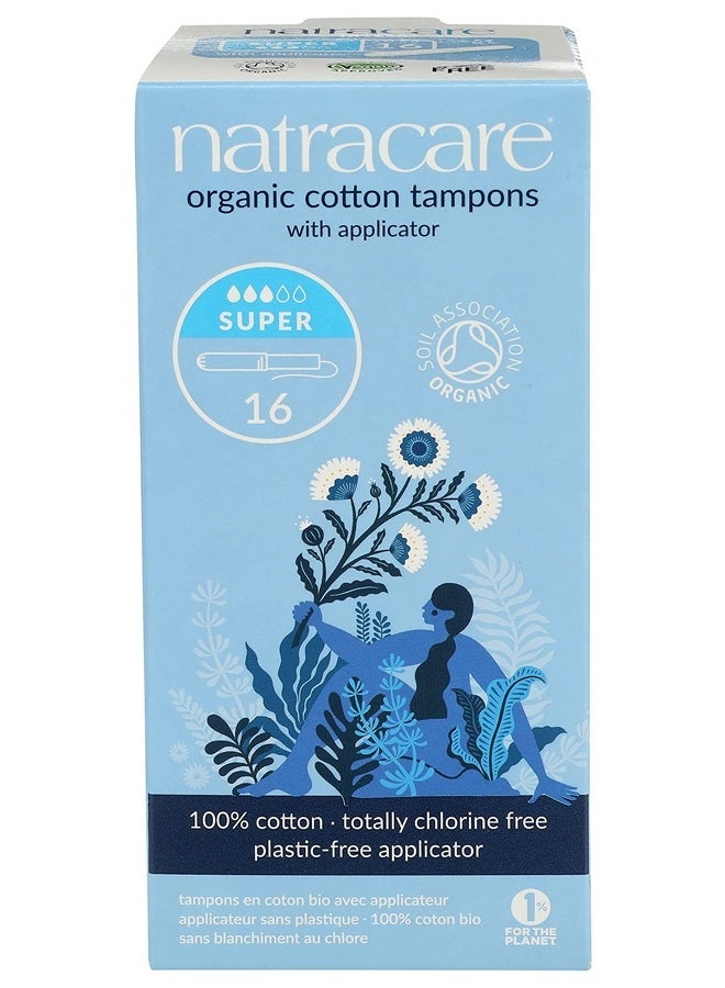 NATRACARE Natracare Organic Cotton Super Tampons with Cardboard Applicator, Plastic Free, Chlorine Free, Biodegradable & Compostable (16 Pack, 192 Tampons Total)  - Image 1