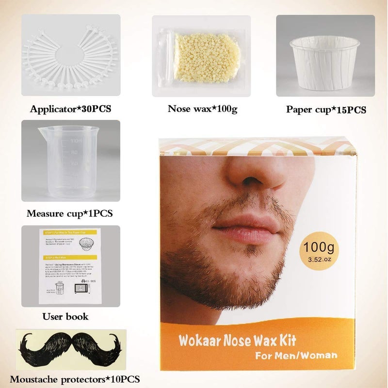 Wokaar Nose Wax Kit for Men & Women | 100g Wax, 30 Applicators (15-20 Uses) | Painless Nasal & Ear Hair Removal | Fast 3-Min Removal | Safe Hair Remover Kit for Nose & Ear Hair | Waxing Kit for Men - Image 3
