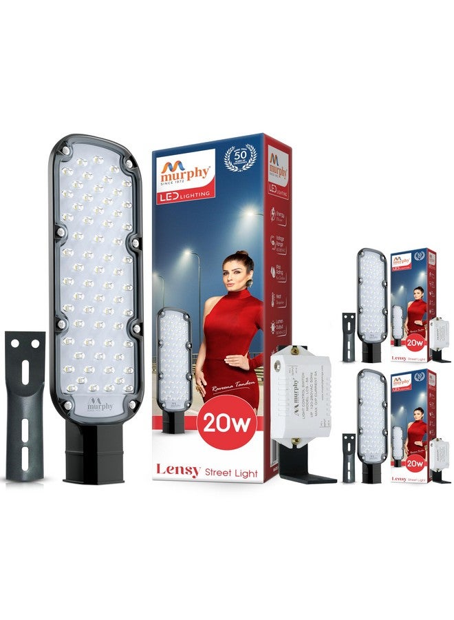 Murphy LED Lensy 20W Dusk to Dawn Auto Day/Night ON/Off Street Light, IP-65 Outdoor Light (Cool White, Pack of 3) - Image 1