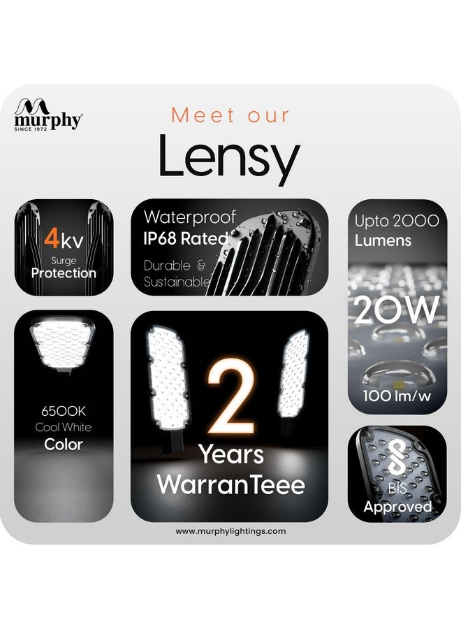 Murphy LED Lensy 20W Dusk to Dawn Auto Day/Night ON/Off Street Light, IP-65 Outdoor Light (Cool White, Pack of 3) - Image 3