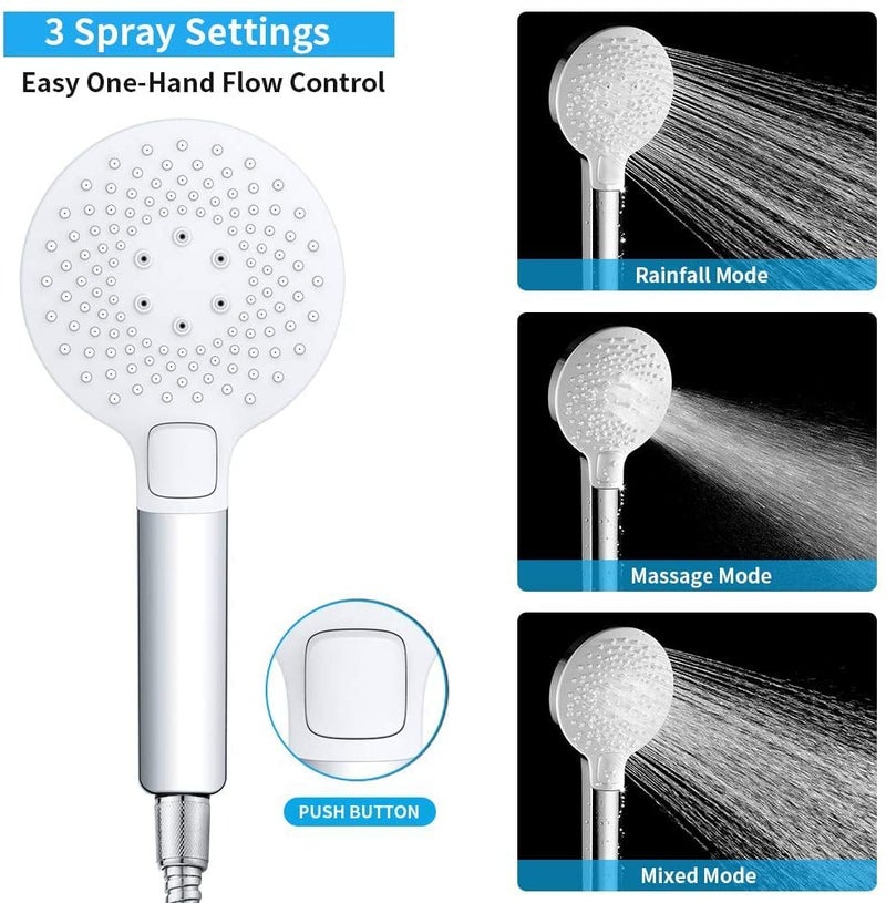 Alton ALTON SHR20150 ABS 3Function Chrome Finish Polished Hand Shower with 15 Meter Flexible Tube and Wall Hook Silver  - Image 2