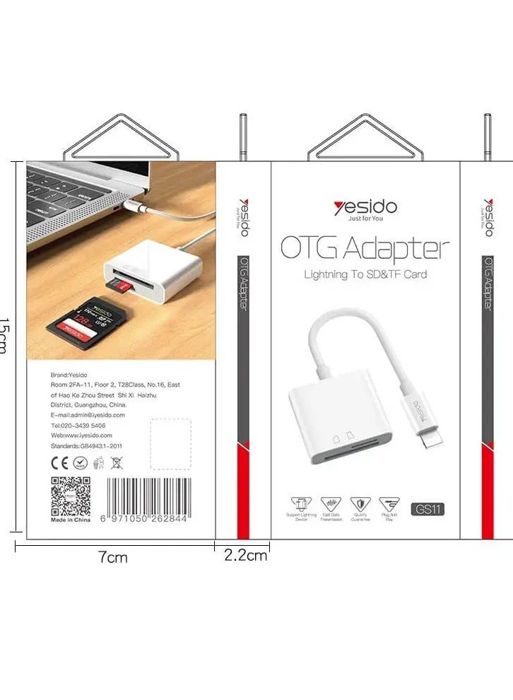 YESIDO OTG Adapter Lightning To SD & TF Card GS11 - Image 1
