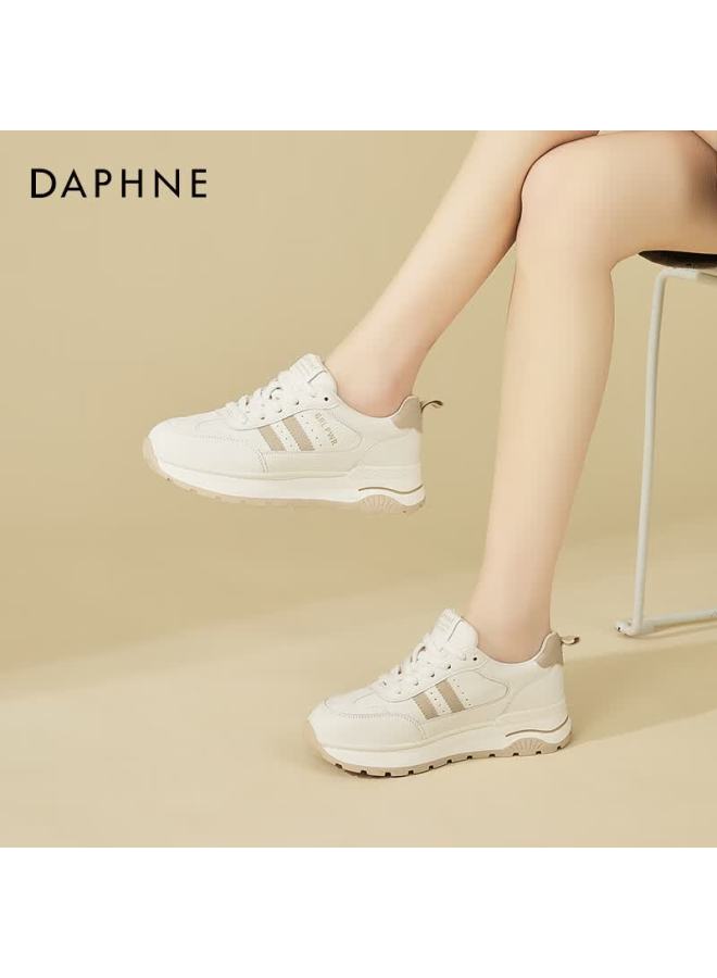 Daphne Women's Flat Trainer Shoes Fashion Soft Sole Comfortable Lightweight Casual Sneakers Beige 35 - Image 1
