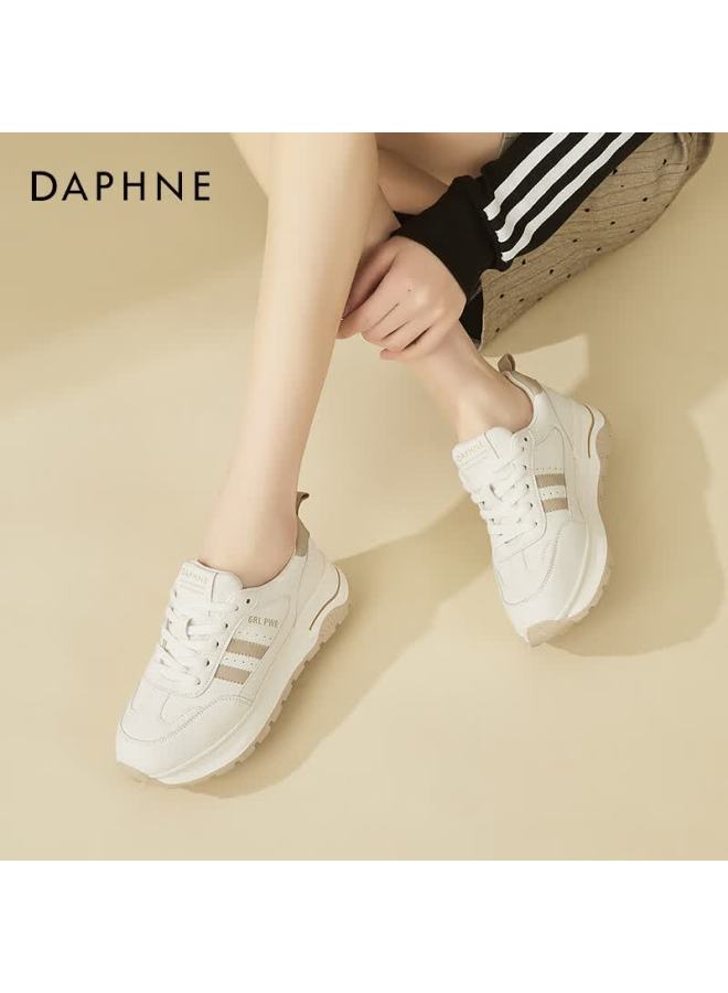 Daphne Women's Flat Trainer Shoes Fashion Soft Sole Comfortable Lightweight Casual Sneakers Beige 35 - Image 5