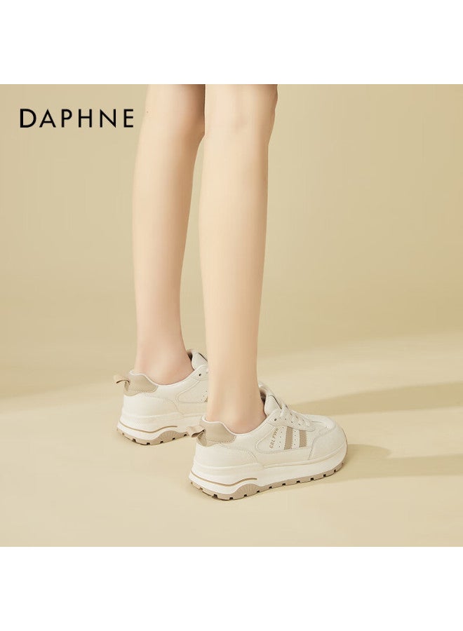 Daphne Women's Flat Trainer Shoes Fashion Soft Sole Comfortable Lightweight Casual Sneakers Beige 35 - Image 3