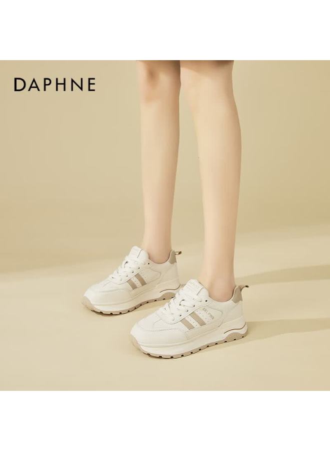 Daphne Women's Flat Trainer Shoes Fashion Soft Sole Comfortable Lightweight Casual Sneakers Beige 35 - Image 2