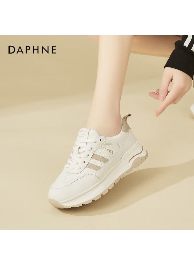 Daphne Women's Flat Trainer Shoes Fashion Soft Sole Comfortable Lightweight Casual Sneakers Beige 35 - Image 4