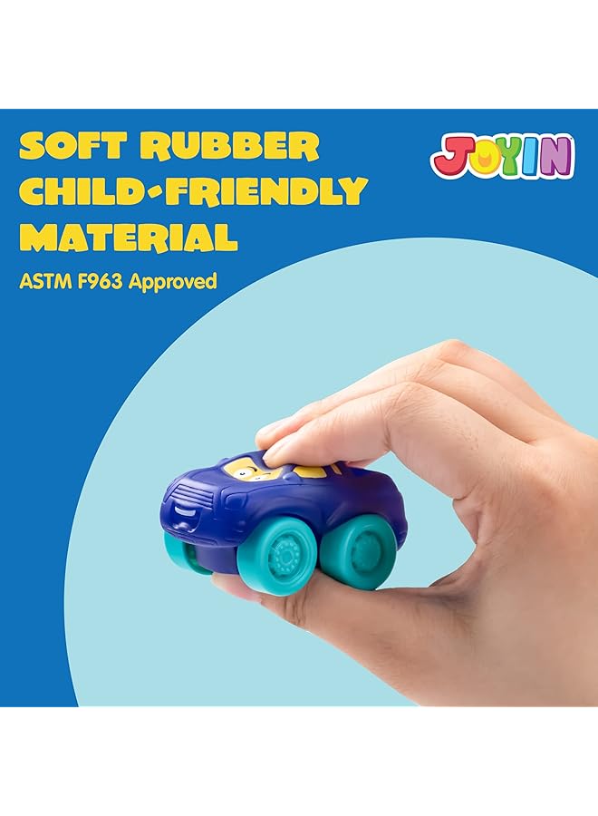 إيروريكس مجموعة من 16 سيارة كرتونية من المطاط الناعم، سيارة لعبة صغيرة، سيارة حمام للأطفال الصغار، هدية - Image 4