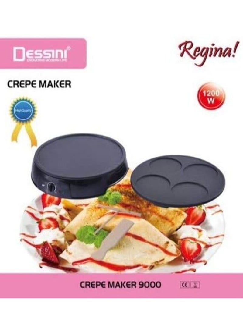 Dessini Regina - Dessini Electric Crepe Maker  Temperature Control for Perfect Pancakes, 12 Inch Non-Stick Grill Pan and Detachable 4 mini crepe mold pan - Image 1