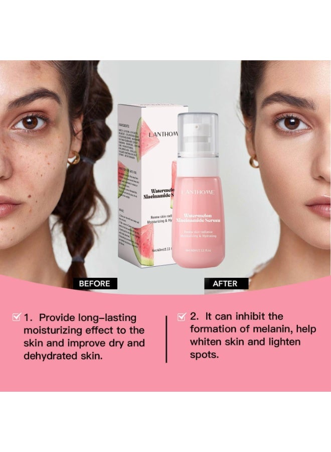 لانثوم مستخلص البطيخ - سيروم مرطب للوجه - علاج مهدئ ومضيء للبقع الداكنة، يحسن مظهر البشرة ويقلل من الخطوط الدقيقة، لمسة نهائية رطبة غير لزجة، تركيبة طبيعية خالية من الزيوت، 60 مل - Image 5