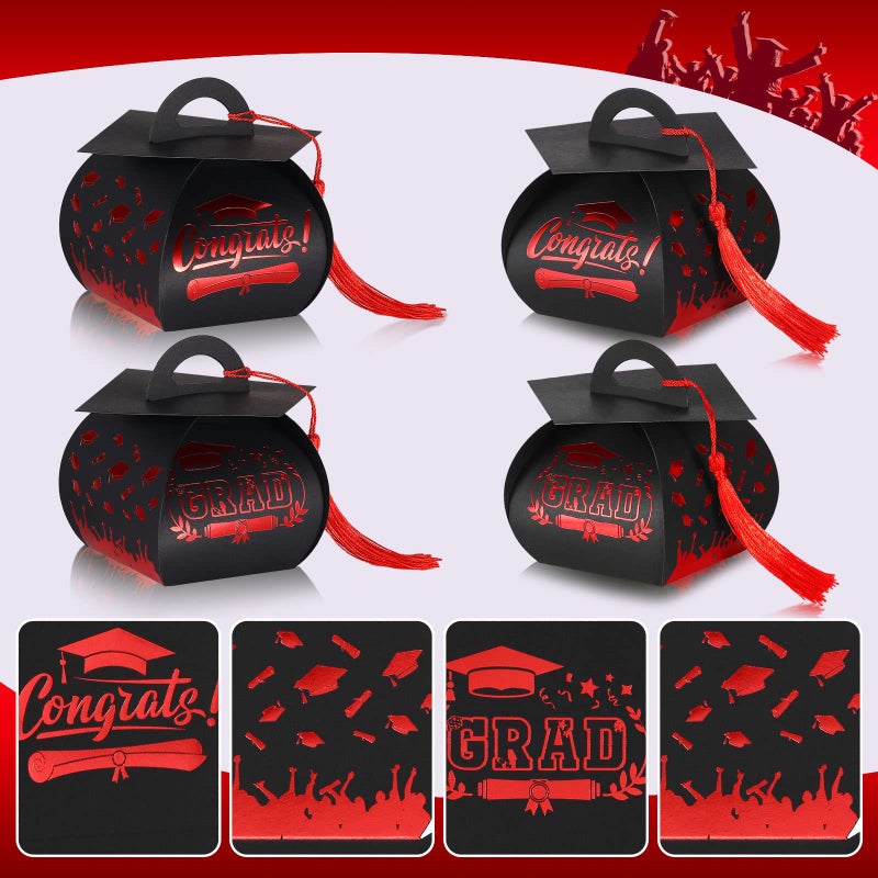 TaoBary 30 Pcs Graduation Cap Gift Boxes Graduation Decorations Class of 2026 Candy Box with Tassel for 2026 Grad Party Favors Supplies(Red) - Image 5