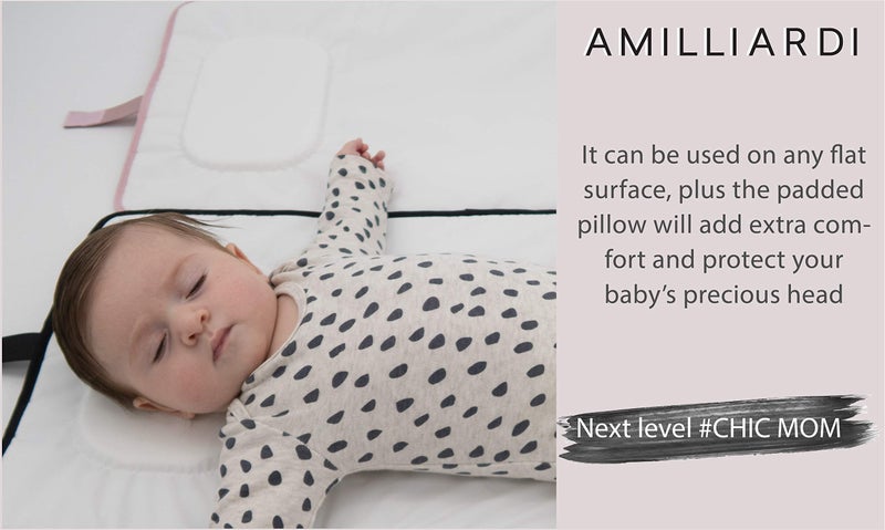 AMILLIARDI Portable Diaper Changing Pad Stylish & Chic by AMILLIARDI for Travel w/Baby, Infant & Newborn, Changing Mat Portable (Grey) - Image 3