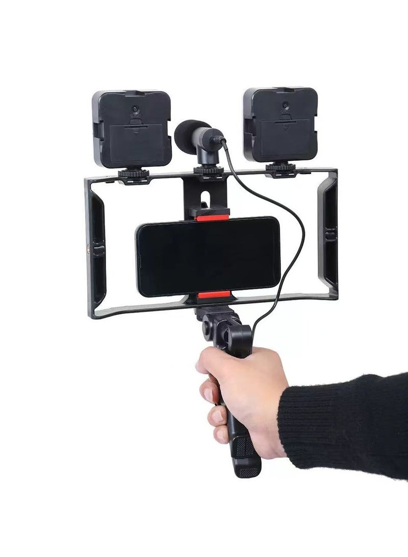 مجموعة أدوات تثبيت الهاتف: مصباح إضاءة مزدوج (جيب/توفو)، جهاز تحكم عن بعد بلوتوث، ميكروفون وحامل ثلاثي القوائم – للتصوير الأفقي/الرأسي باليد - Image 2