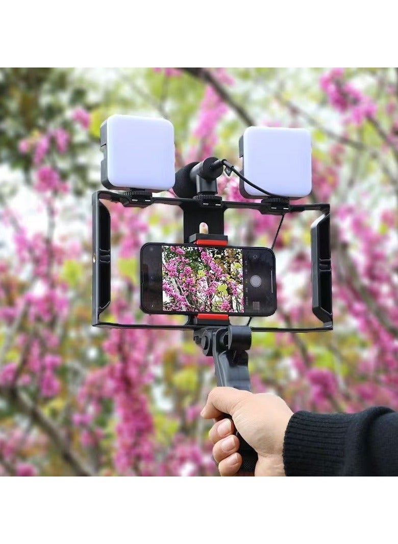 مجموعة أدوات تثبيت الهاتف: مصباح إضاءة مزدوج (جيب/توفو)، جهاز تحكم عن بعد بلوتوث، ميكروفون وحامل ثلاثي القوائم – للتصوير الأفقي/الرأسي باليد - Image 5