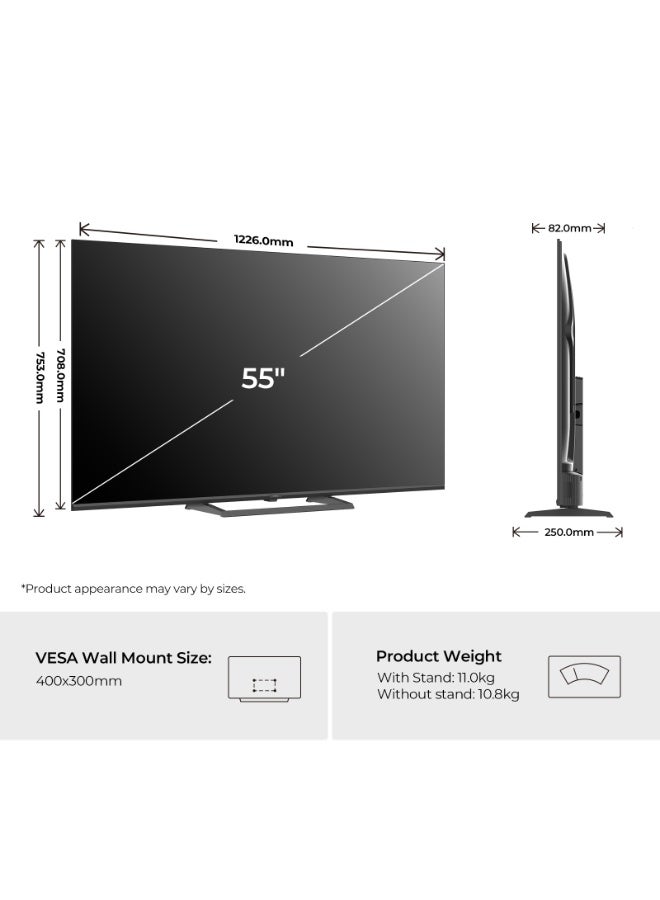 هاير 55 Inch 4K QLED Smart Google TV | Gaming@120 Hz | Dolby Vision & Atmos | MEMC/VRR/ALLM | 2+32GB RAM/ROM | Voice Control | HDR10 | Chromecast | HDMI 2.1 | Premium Bezel-Less Design - 2026 Model Year - 2 Years Warranty - 55H6GUX black - Image 3