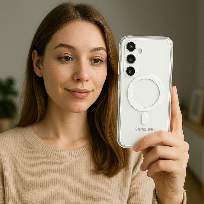 ShieldTech غطاء خلفي من PC و TPU لهاتف سامسونج جالاكسي S23 5G | متوافق مع Mag-Safe | غطاء هاتف محمول شفاف لهاتف سامسونج جالاكسي S 23 5G / سامسونج S23 5G | غطاء خلفي شفاف - Image 4