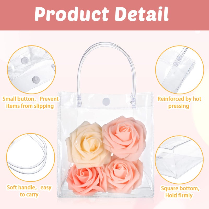 LEIFIDE 50pcs Clear Plastic Gift Bags with Handles PVC Reusable Transparent Totes Bags for Goodie Candy School Birthday Party(5.9 x 6.3 x 2.8 Inch) - Image 5