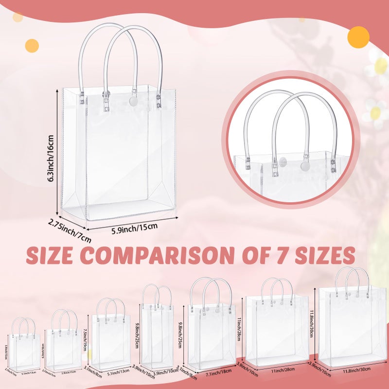 LEIFIDE 50pcs Clear Plastic Gift Bags with Handles PVC Reusable Transparent Totes Bags for Goodie Candy School Birthday Party(5.9 x 6.3 x 2.8 Inch) - Image 4