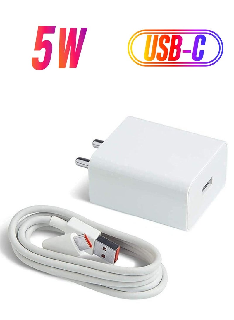 MUNTAQI Fast Type-C Charger Like for Original Xiaomi Redmi Note 9 Pro Max, Note 10 Pro, Note 10 Pro Max, Note 8, Note 8 Pro, Note 7, Mi A1, Mi A2, Mi A3 Charger with 1Mtr Type -C Charging Data Cable 5 W 2.4 A - Image 1