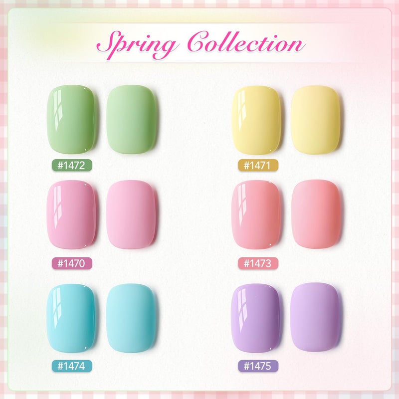 GAOY Pastel Gel Nail Polish Set of 6 Colors Pink Green Blue Gel Polish Kit for Salon Manicure and Nail Art DIY at Home, Gift for Women - Image 2