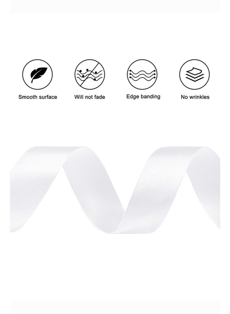 2-Piece White Satin Ribbon, 15mm x 22M Fabric Polyester Ribbon for Gift Wrapping, Party Favors, Wedding Decorations, Bow Making, Bouquets, Sewing Projects & Craft Supplies - Image 4