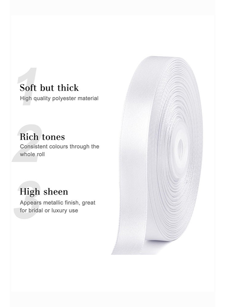2-Piece White Satin Ribbon, 15mm x 22M Fabric Polyester Ribbon for Gift Wrapping, Party Favors, Wedding Decorations, Bow Making, Bouquets, Sewing Projects & Craft Supplies - Image 3