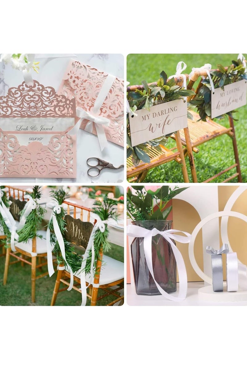 2-Piece White Satin Ribbon, 15mm x 22M Fabric Polyester Ribbon for Gift Wrapping, Party Favors, Wedding Decorations, Bow Making, Bouquets, Sewing Projects & Craft Supplies - Image 5