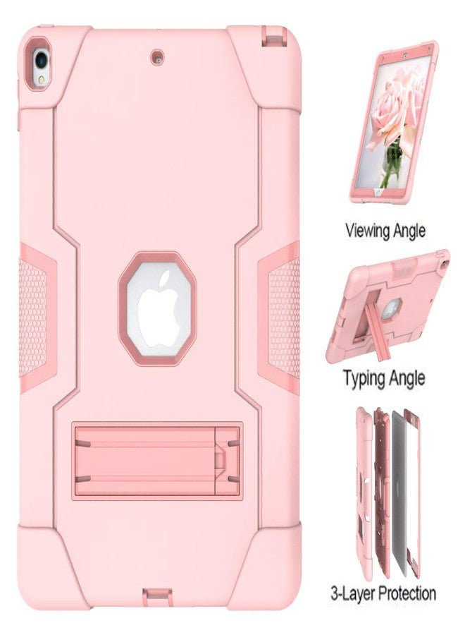 Dteck 10.5 inch Kids Case for Apple iPad Air 3rd Generation 2019 (A2152 /A2123 /A2153) and iPad Pro 2017 (A1701 /A1709) Tablet - Shockproof Protective Stand Screen Protector Case Cover(Pink+Rosegold) - Image 2