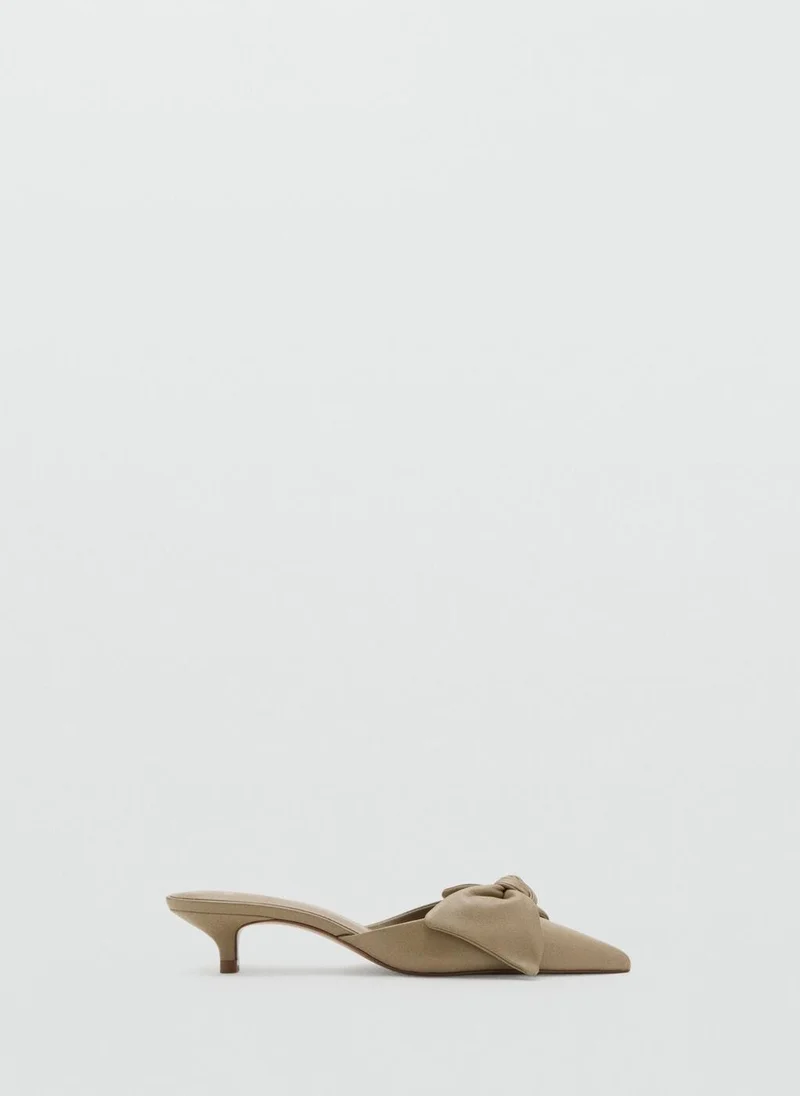MANGO Heeled Leather Shoes With Bow