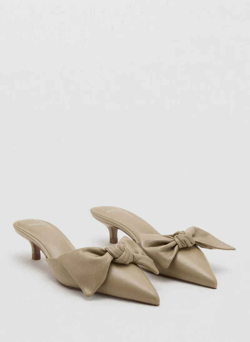 MANGO Heeled Leather Shoes With Bow
