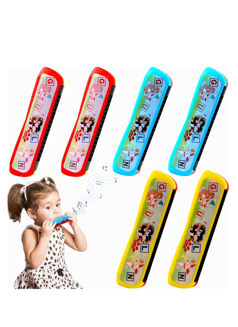 6 PCS Harmonica for Kids, Lightweight Cartoon Harmonica with Double Row of 16 Holes, Harmonica for Toddler, Kids, Adult Beginners' Musical Instrument Toy Gift (3 Colors)  - Image 1