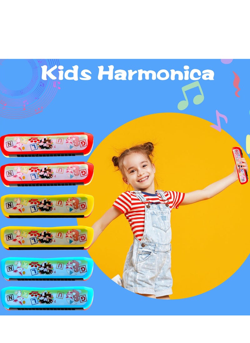 6 PCS Harmonica for Kids, Lightweight Cartoon Harmonica with Double Row of 16 Holes, Harmonica for Toddler, Kids, Adult Beginners' Musical Instrument Toy Gift (3 Colors)  - Image 3
