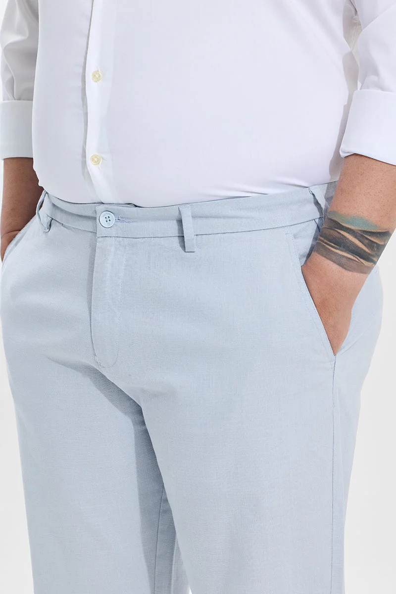SNITCH Light Blue Light Blue Solid Relaxed Casual Plus Size Trousers for Men | Best Price UAE