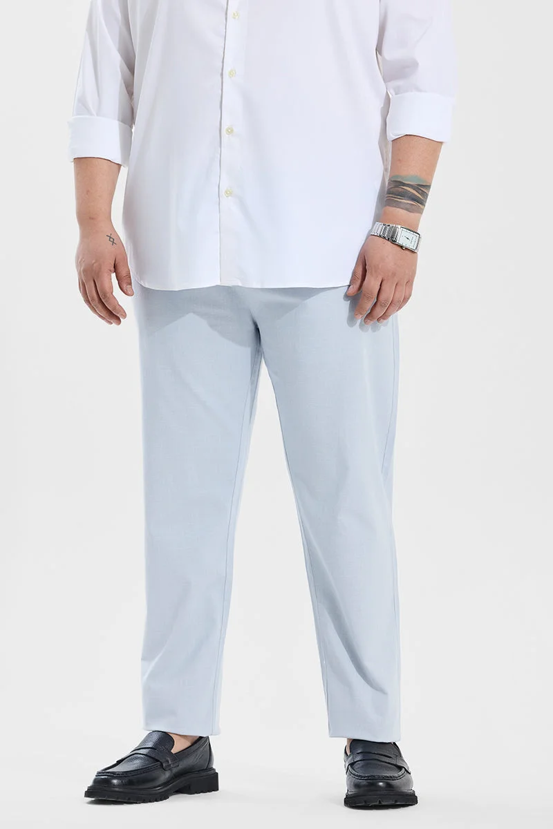 SNITCH Light Blue Light Blue Solid Relaxed Casual Plus Size Trousers for Men | Best Price UAE