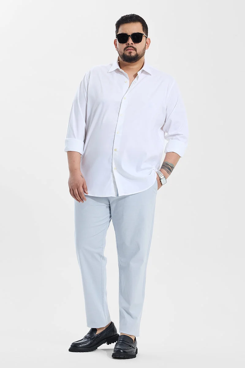 SNITCH Light Blue Light Blue Solid Relaxed Casual Plus Size Trousers for Men | Best Price UAE