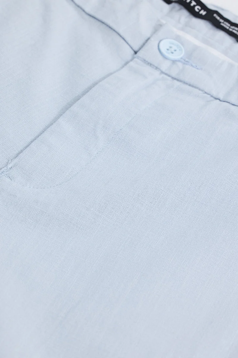 SNITCH Light Blue Solid Relaxed Casual Plus Size Trousers