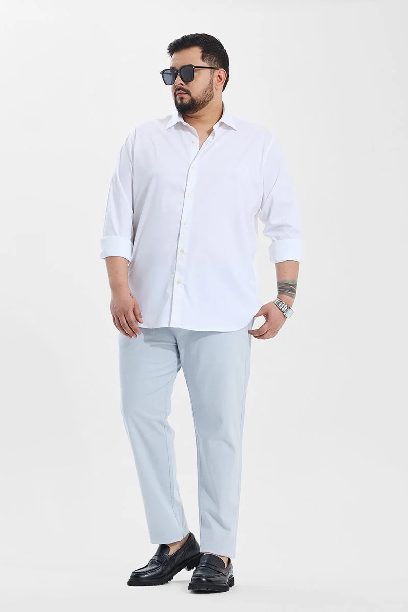 SNITCH Light Blue Light Blue Solid Relaxed Casual Plus Size Trousers for Men | Best Price UAE
