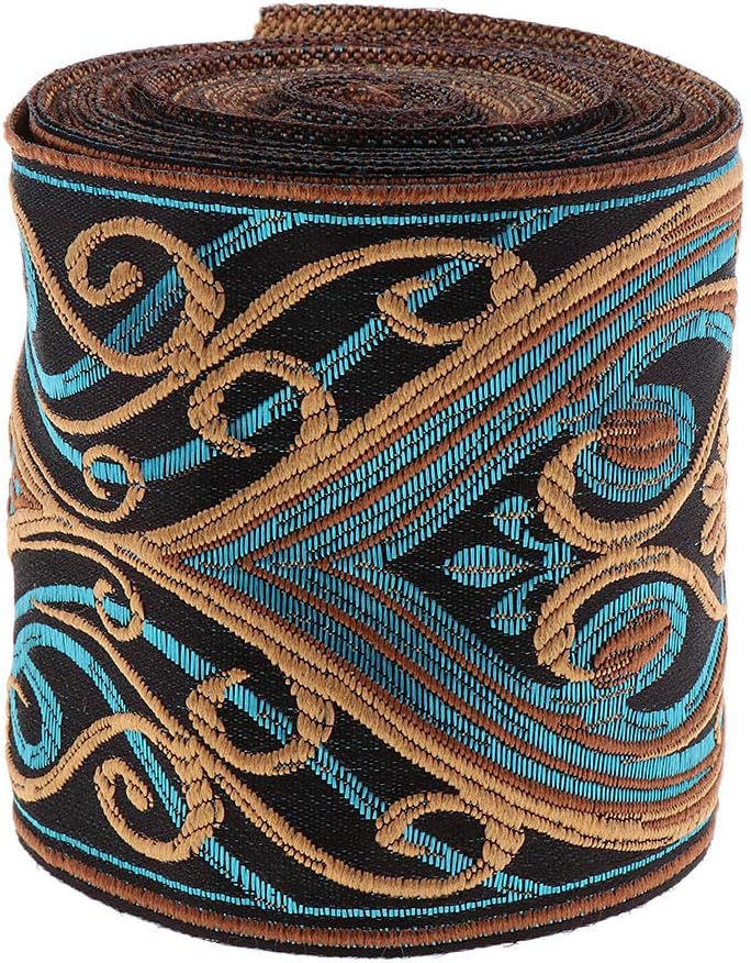 klarako 5m Jacquard Border Woven Border Woven Ribbon Fabric Ribbons Border Made of Polyester for DIY Handicrafts, Width Selectable - Multi, 8cm - Image 2