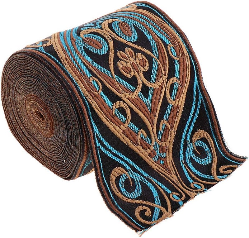 klarako 5m Jacquard Border Woven Border Woven Ribbon Fabric Ribbons Border Made of Polyester for DIY Handicrafts, Width Selectable - Multi, 8cm - Image 4