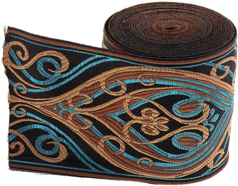 klarako 5m Jacquard Border Woven Border Woven Ribbon Fabric Ribbons Border Made of Polyester for DIY Handicrafts, Width Selectable - Multi, 8cm - Image 1