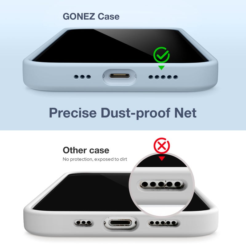 GONEZ Magnetic for iPhone 14 Case, Compatible with Magsafe, with Screen Protector + Camera Protector, Anti-Scratch Microfiber Lining, Liquid Silicone Shockproof Protective Phone Case, Blue - Image 5