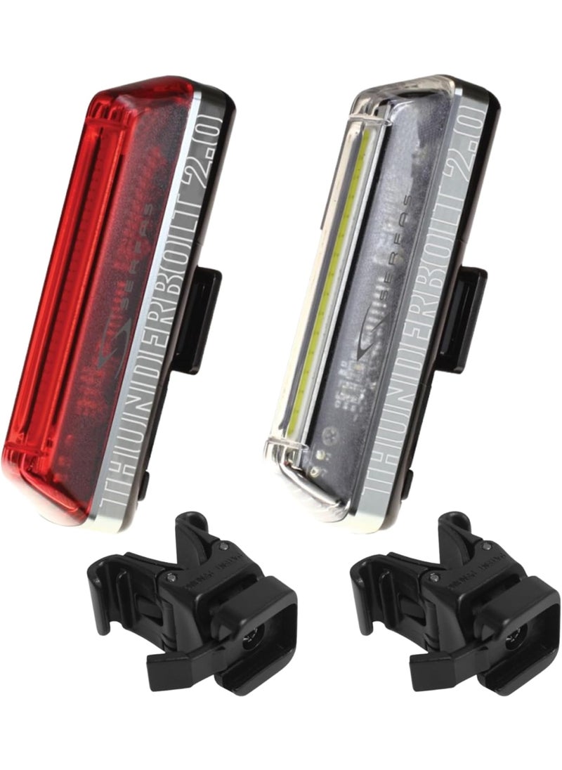 SERFAS Serfas Thunderbolt 20 Head Tail Light Combo Bicycle Night Riding 7 Modes 50 and 120 Lumens  - Image 1