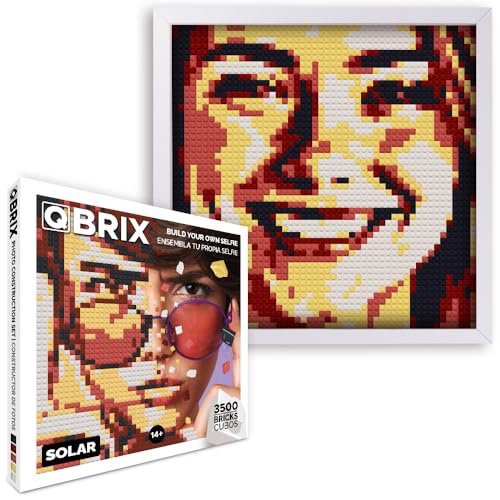 QBRIX Custom Selfie Mosaic Building Set Art Kit for Wall Art Creation from Any Photo Personalised Gift Building Blocks Portrait with Frame Pixel Art Building Kit Solar 175 x 175 inch - Image 1