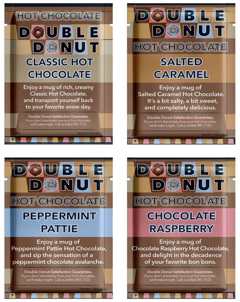 Gourmet Hot Cocoa Mix Variety Pack - Classic, Chocolate Raspberry, Salted Caramel, & Peppermint Hot Chocolate Mix Sets - 32 Count - Image 1