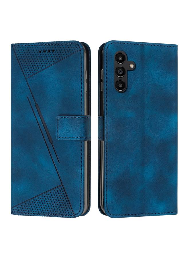 Green Tiger For Samsung Galaxy A35 Dream Triangle Leather Phone Case with Long Lanyard(Blue)