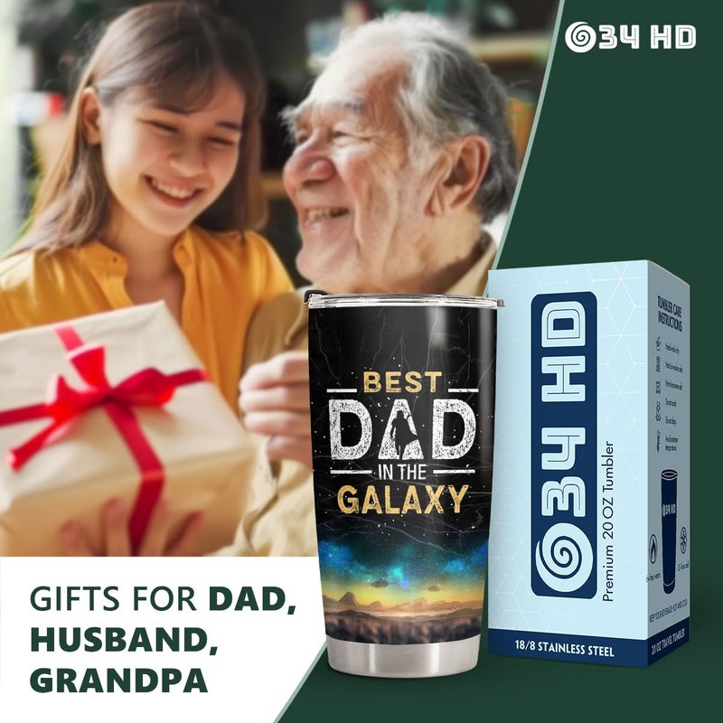 34HD Gifts for Father Day  Dadalorian Tumbler with Lid  20 oz Stainless Steel Star Coffee Mug for Men  Vacuum Insulated Daddy Cup  Dad Birthday Gifts from Daughter Son Wife - Image 4