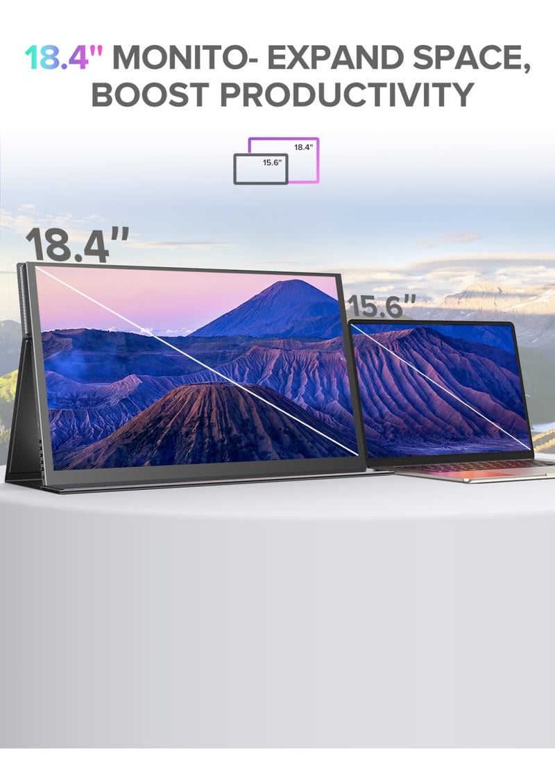 أوبيرفكت شاشة محمولة مقاس 18.5 بوصة مقاس 3840*2160 IPS IPS USB C ومنفذ HDMI صغير، شاشة ثانية رفيعة للغاية للكمبيوتر المحمول/الهاتف/وحدة التحكم في الألعاب، قابلة للتركيب على VESA - Image 2
