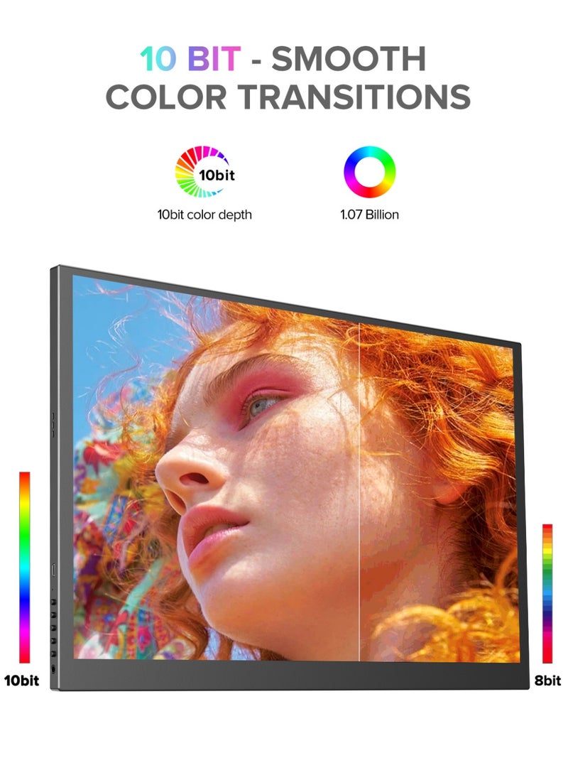 أوبيرفكت شاشة محمولة مقاس 18.5 بوصة مقاس 3840*2160 IPS IPS USB C ومنفذ HDMI صغير، شاشة ثانية رفيعة للغاية للكمبيوتر المحمول/الهاتف/وحدة التحكم في الألعاب، قابلة للتركيب على VESA - Image 4