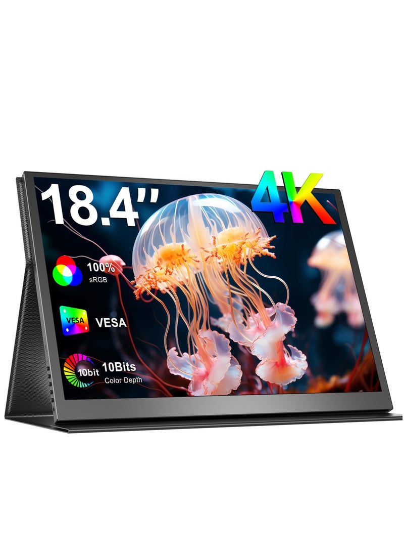 أوبيرفكت شاشة محمولة مقاس 18.5 بوصة مقاس 3840*2160 IPS IPS USB C ومنفذ HDMI صغير، شاشة ثانية رفيعة للغاية للكمبيوتر المحمول/الهاتف/وحدة التحكم في الألعاب، قابلة للتركيب على VESA - Image 1