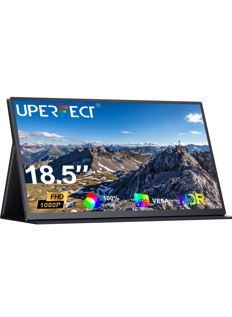 UPERFECT 18.5 inch Portable Monitor 1920*1080 IPS USB C & Mini HDMI Port Ultra Thin Second Screen for Laptop/Phone/Game Console, VESA Mountable